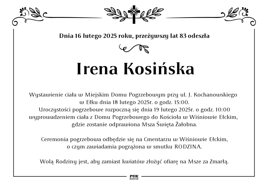 Irena Kosińska - nekrolog